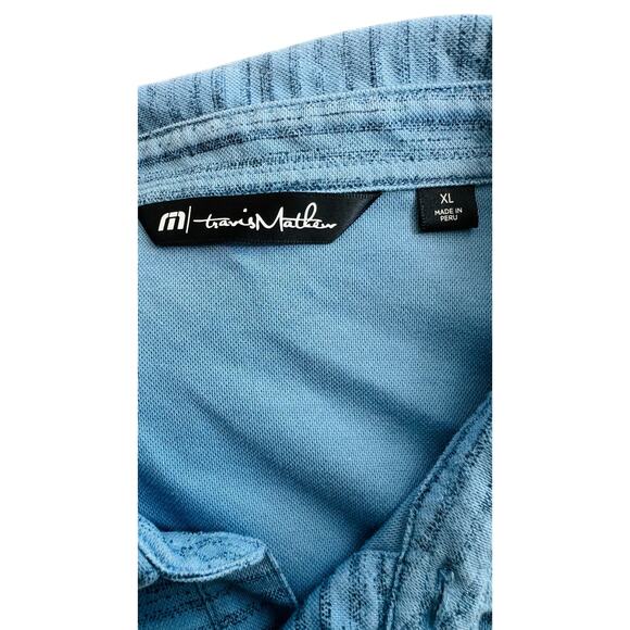 Travis Mathew Blue Striped Polo Shirt XL Golf Preppy Y2K 90s Streetwear Vintage - Picture 4 of 5